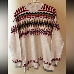 Loft mock neck fair isle sweater